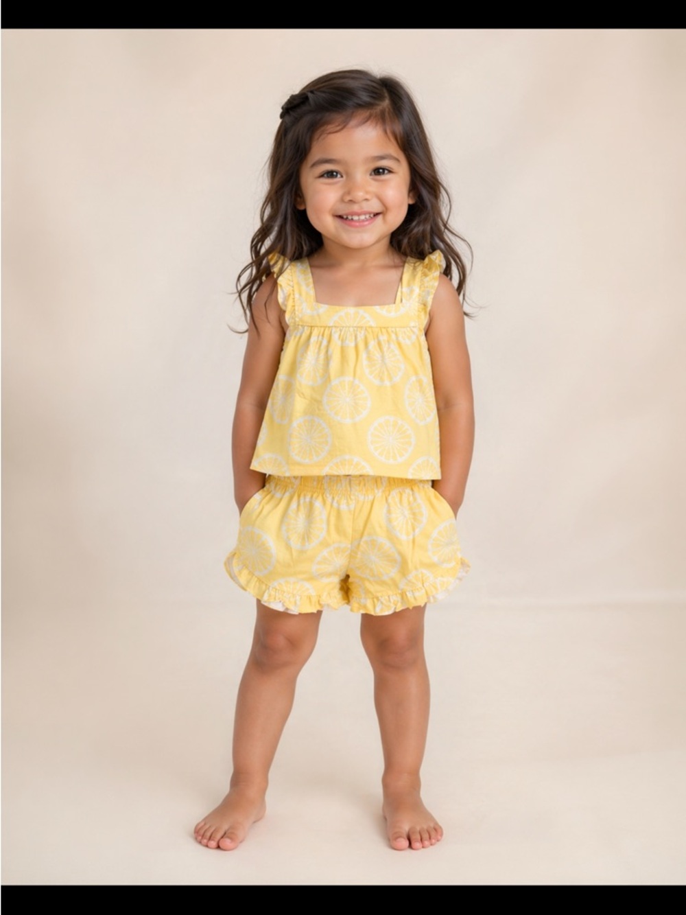 Carter Yellow Lemon Print Girls' Tank Top & Shorts Set